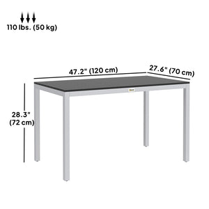 Dining table with rust-resistant aluminum frame, black