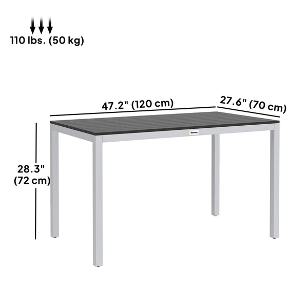 Dining table with rust-resistant aluminum frame, black