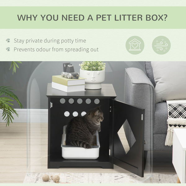 Concealed Cat Litter Box Cabinet, Easy Assembly, Black