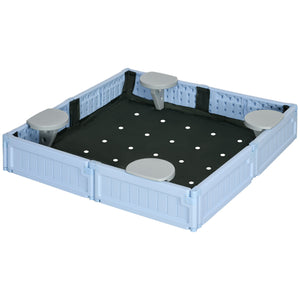 Sandpit with canopy and fabric cover, blue-grey