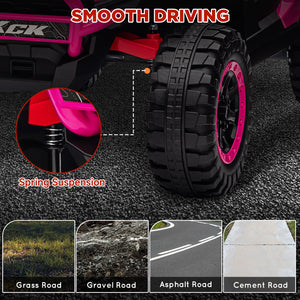24V 2-seater electric truck with spring suspension, pink