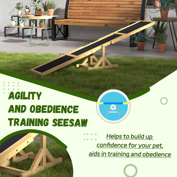 Wooden seesaw for dogs