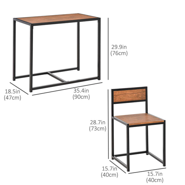 Industrial style dining table and chairs set, for 2 people, ideal for small spaces.