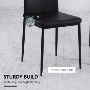 Set of 6 chairs with tufted backrest and padded seat, black