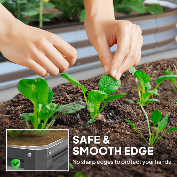 Raised planter in galvanized steel, light grey