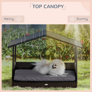 Wicker dog bed with cushion
