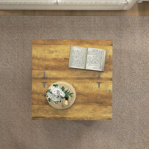 Farmhouse style coffee table with hinged lids, antique white