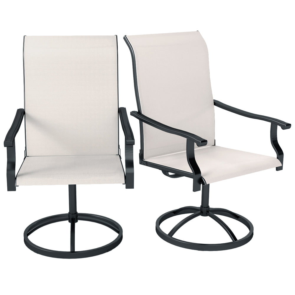 Set of 2 white outdoor swivel chairs