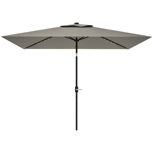 9.7-foot parasol with 22 solar LED lights and tilt function, light gray 