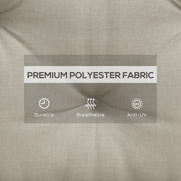 2 Seater Garden Bench Cushion, Thick, Non-Slip, Soft, with Backrest, Light Grey