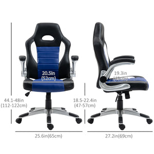 Gaming office chair in PU leather, black and blue
