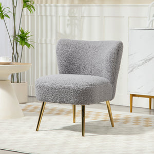 Living room armchair with soft padding and gold legs, anthracite gray