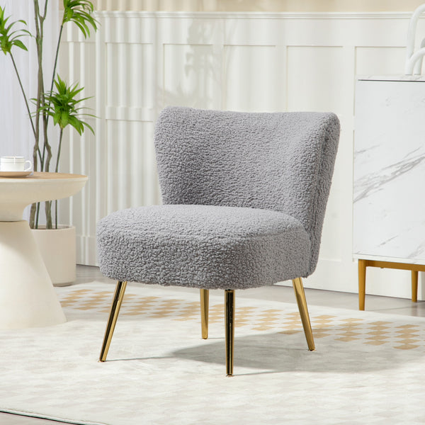 Living room armchair with soft padding and gold legs, anthracite gray