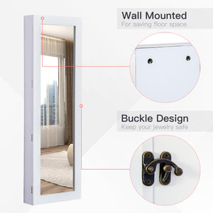 White jewelry cabinet with mirror and wall mount