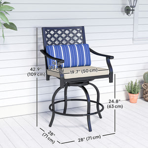 Set of 2 outdoor bar stools with cushions