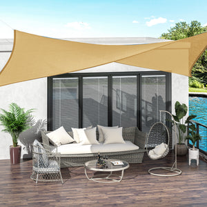 Voile d’ombrage carré sable 3 x 3 mètres avec protection UV, parfait pour terrasse ou jardin, livré avec sac de transport pratique