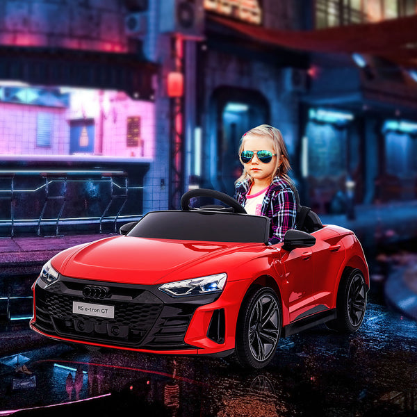 Voiture électrique Audi 12 V rouge pour enfants avec télécommande, suspension, klaxon et vitesse de 5 km/h