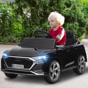 Voiture électrique 12 V pour enfants, Audi Q8 E-Tron Sportback noire, sous licence officielle, avec télécommande parentale et design réaliste