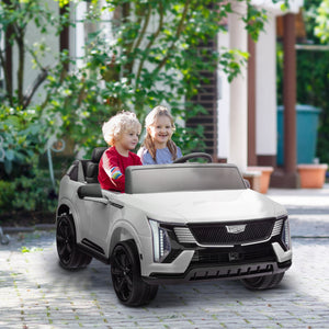 Voiture électrique 12 V pour enfants, Cadillac Escalade blanche sous licence, avec télécommande parentale et suspension à ressorts pour conduite réaliste