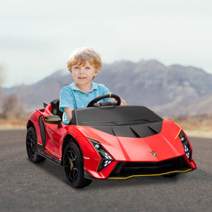 Voiture électrique 12 V Lamborghini Autentica sous licence pour enfants, avec télécommande parentale, suspension à ressorts sur les 4 roues et démarrage progressif, couleur rouge