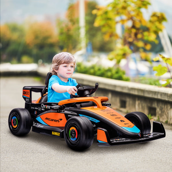 Voiture électrique 12 V pour enfants de 3 à 5 ans, avec télécommande parentale, suspension, musique, lecteur MP3, couleur orange
