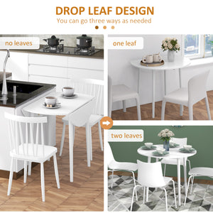 Round drop-leaf kitchen table for small spaces, aged white