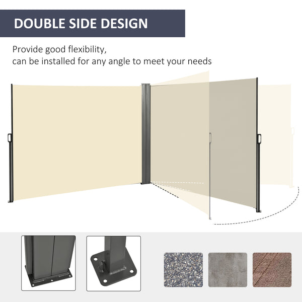 Retractable outdoor privacy wall, cream white