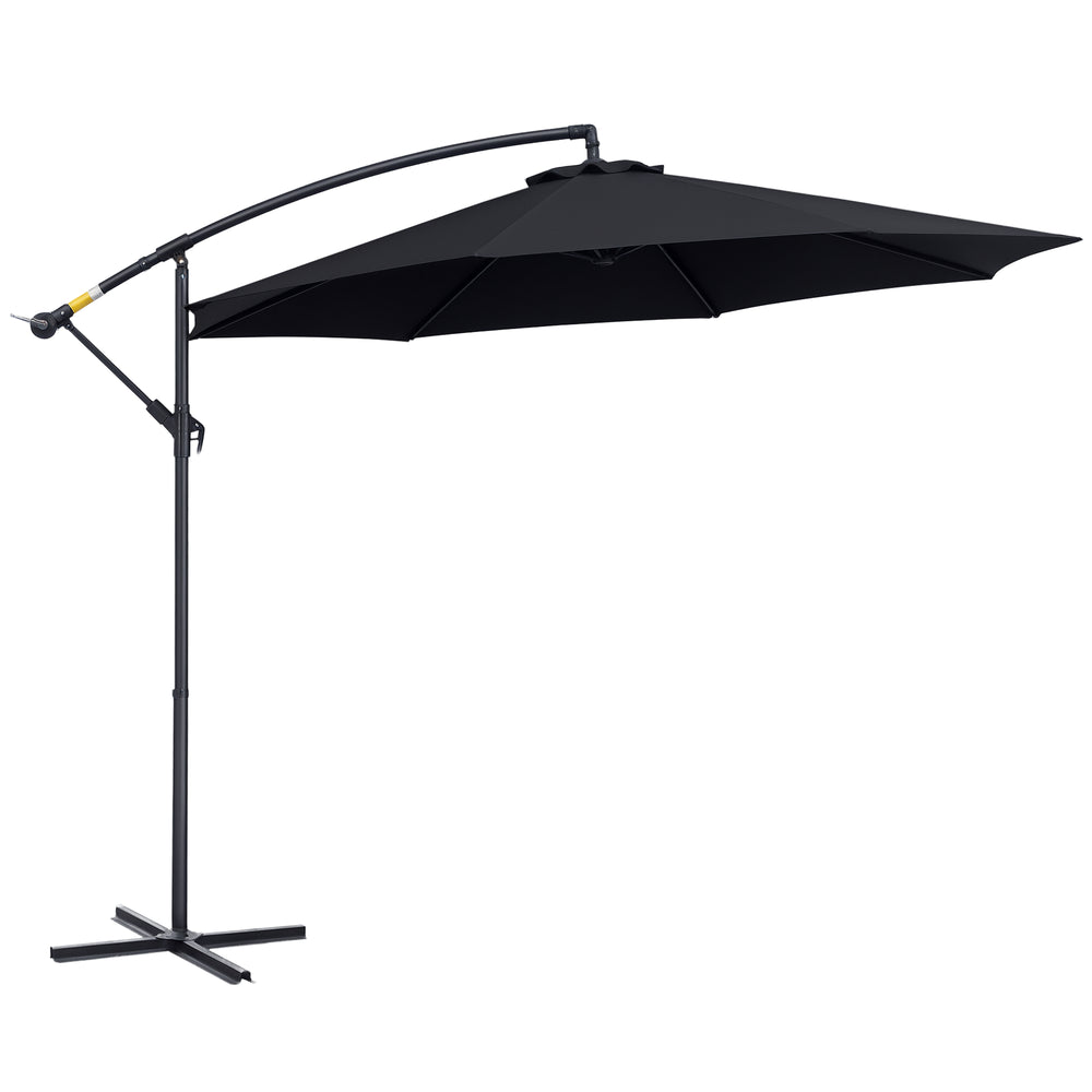Deluxe 10 ft. Patio Cantilever Umbrella with Crank and Cross Base, Black