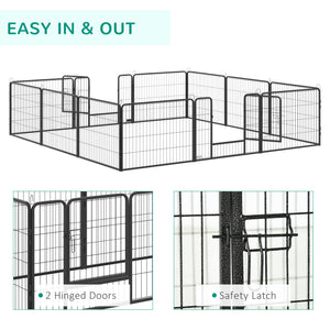 Heavy-duty metal dog playpen with built-in door and 12 panels