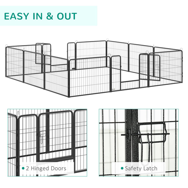 Heavy-duty metal dog playpen with built-in door and 12 panels