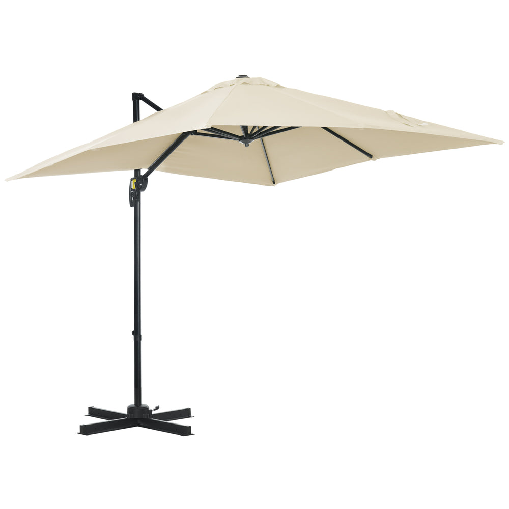 8-foot square cantilever parasol with 360° rotation, cream white