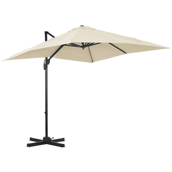 8-foot square cantilever parasol with 360° rotation, cream white