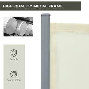 Double retractable outdoor privacy wall, cream white