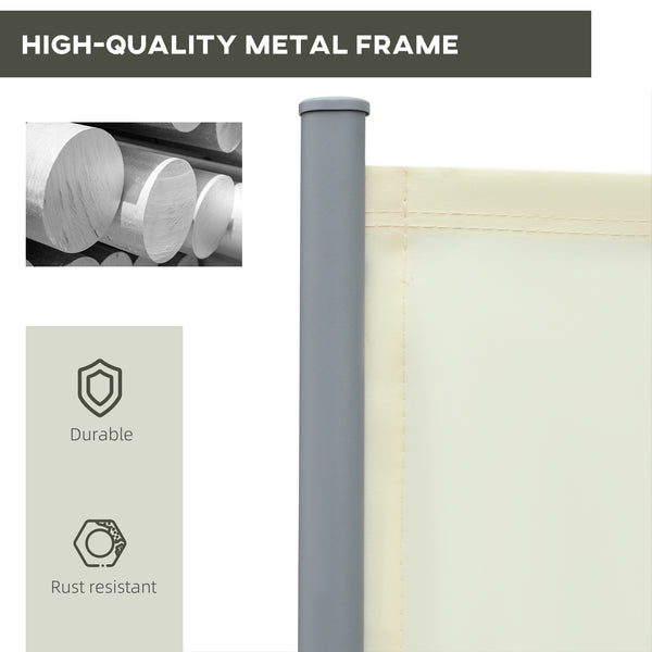 Double retractable outdoor privacy wall, cream white