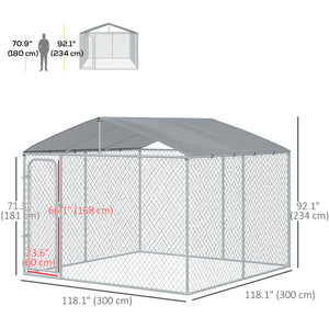 Outdoor enclosure with roof, steel padlock and wire mesh side panels