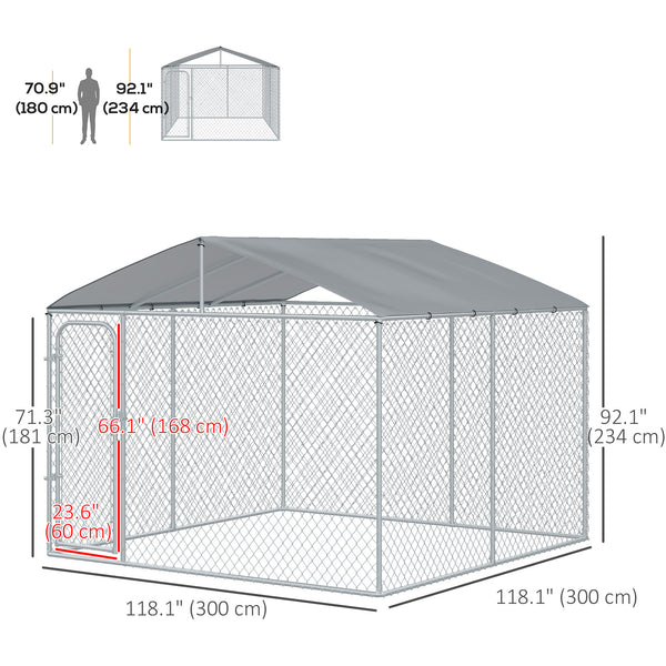 Outdoor enclosure with roof, steel padlock and wire mesh side panels