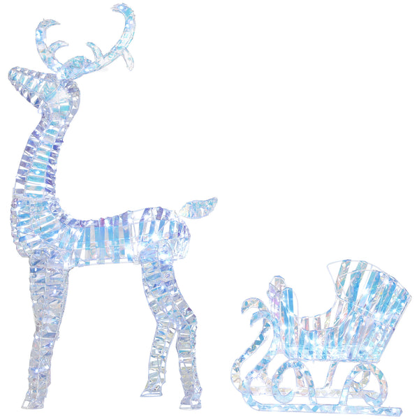 Illuminated Christmas reindeer with sleigh