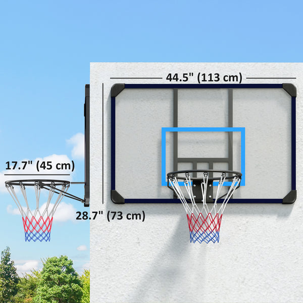 Wall-mounted basketball hoop with shatterproof backboard