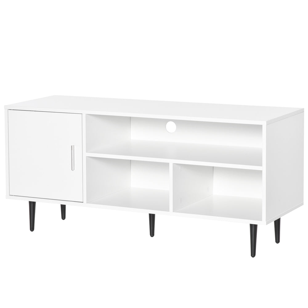 Modern TV Stand for TVs up to 60 inches with Storage Shelf, White