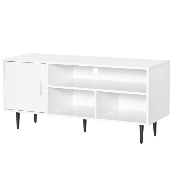 Modern TV Stand for TVs up to 60 inches with Storage Shelf, White