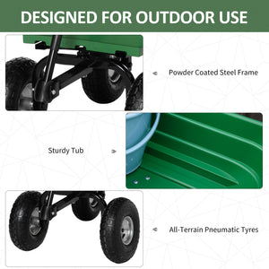 Steel garden cart with handle and 10" pneumatic tires