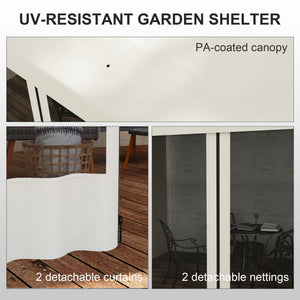 Wall-mounted pergola 10 x 13 with 2 curtains and 2 mosquito nets, UV resistant, beige
