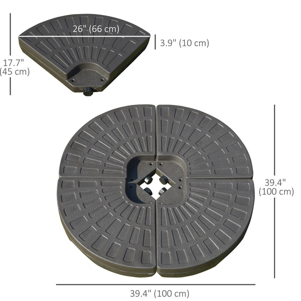 4-piece offset parasol base with carrying handles 