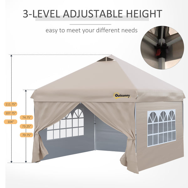 10 x 10 folding tent with wheeled carry bag, beige