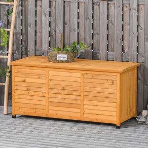 75 Gallon Wooden Storage Box with Vent and Weather Resistant Finish, Yellow