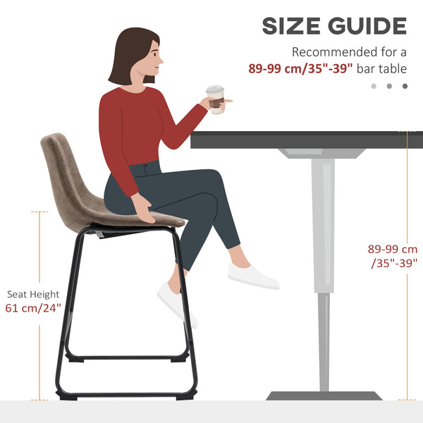 Set of 2 vintage faux leather bar stools, brown