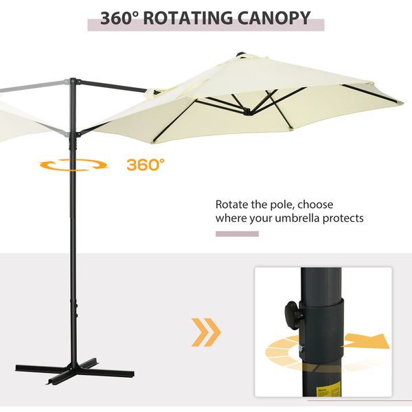 8.5-foot cantilever parasol with 360° rotation, beige