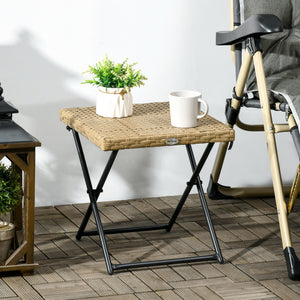 Folding garden coffee table in woven resin