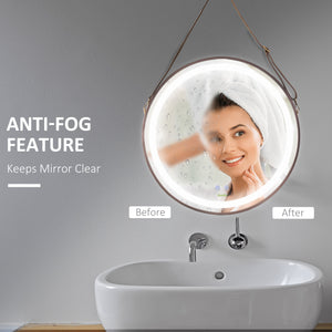Round Dimmable Anti-Fog LED Bathroom Mirror, Rose Gold