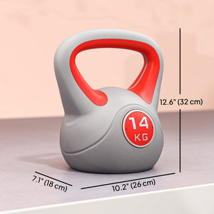 31 lb kettlebell with wide handle and stable base – Red and gray